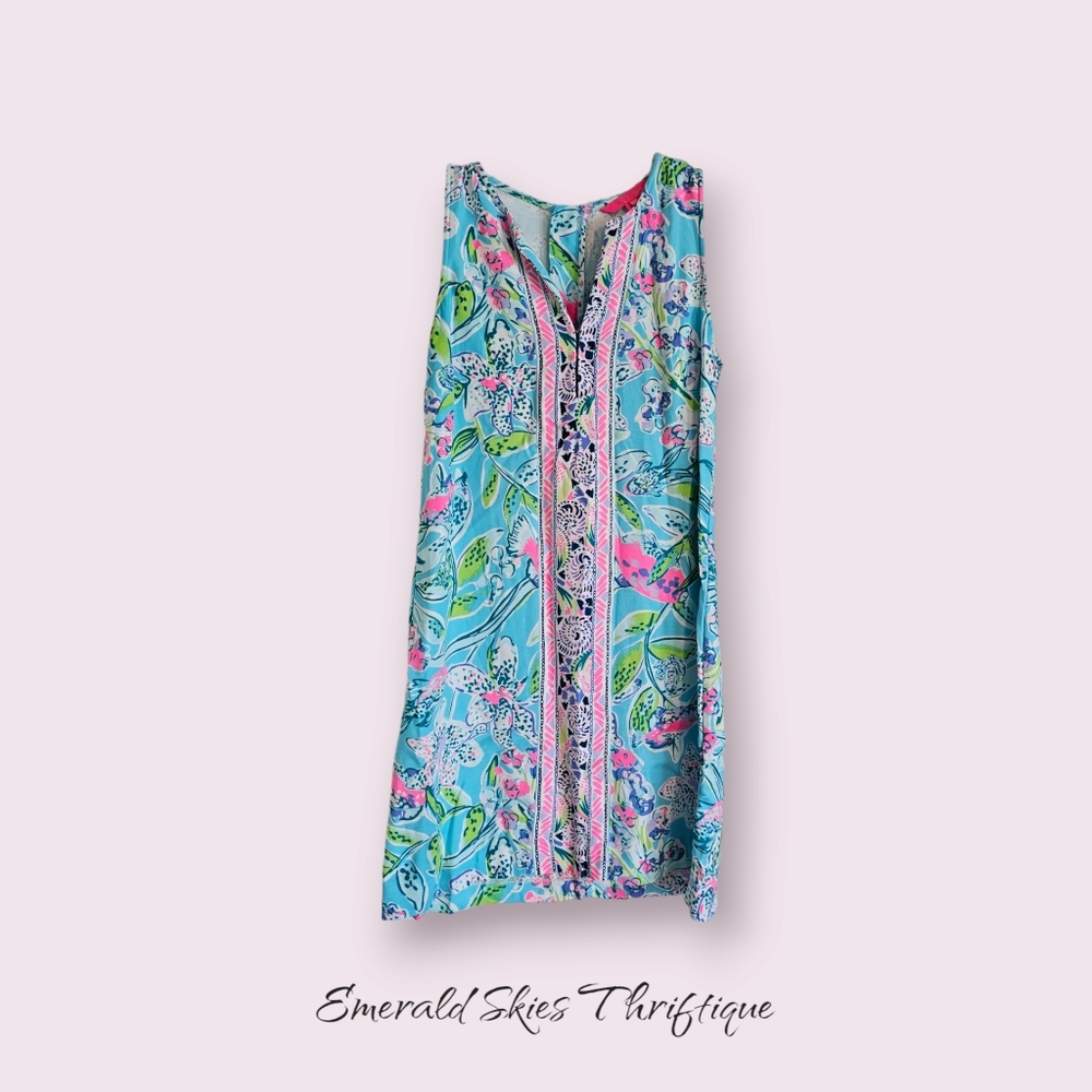 Lilly Pulitzer Kelby Stretch Shift Dress size 00 free ship bright summer dress